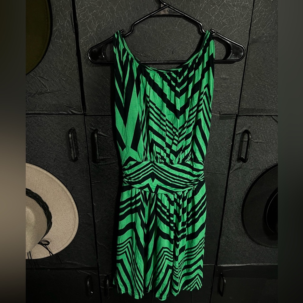 Express sleeveless stripe green  dress